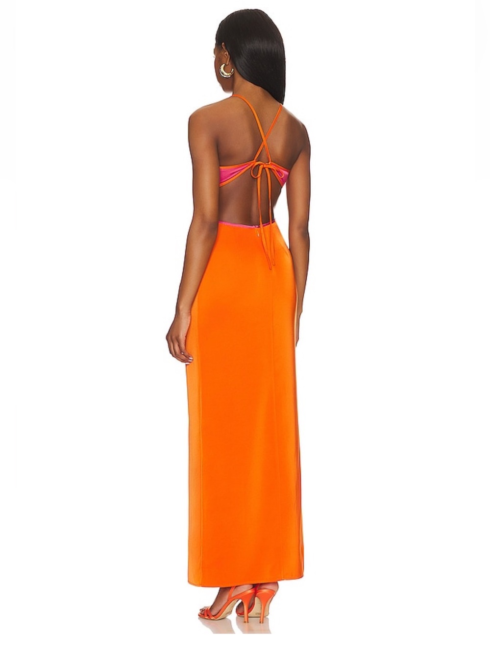 Sorbet Maxi Dress in Orange & Pink - Picture 3 of 4